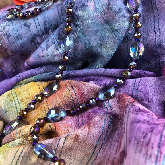 35 3/4" Magical Fairy Purple Faceted Crystal Glass Necklace $40 - Picture 5 of 11